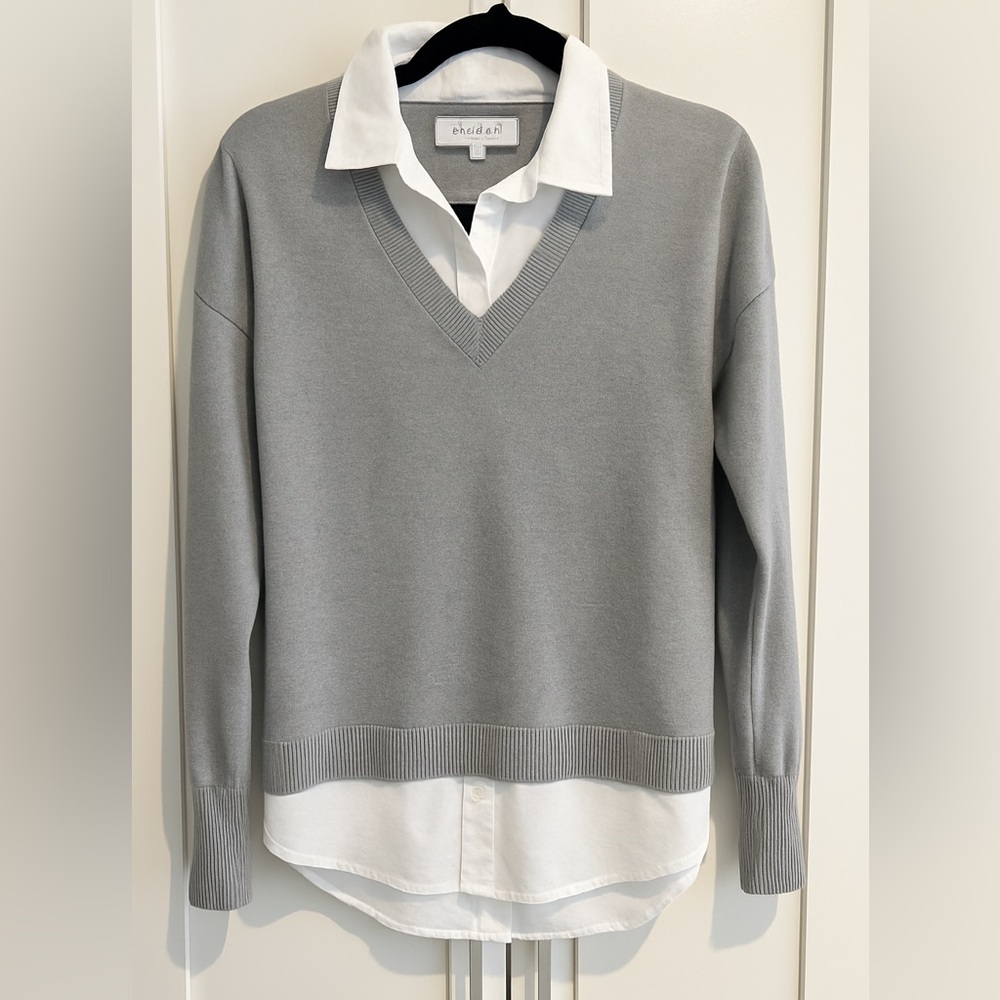 J. Society Layered V-Neck Sweater & Shirt Combo – Size Small
